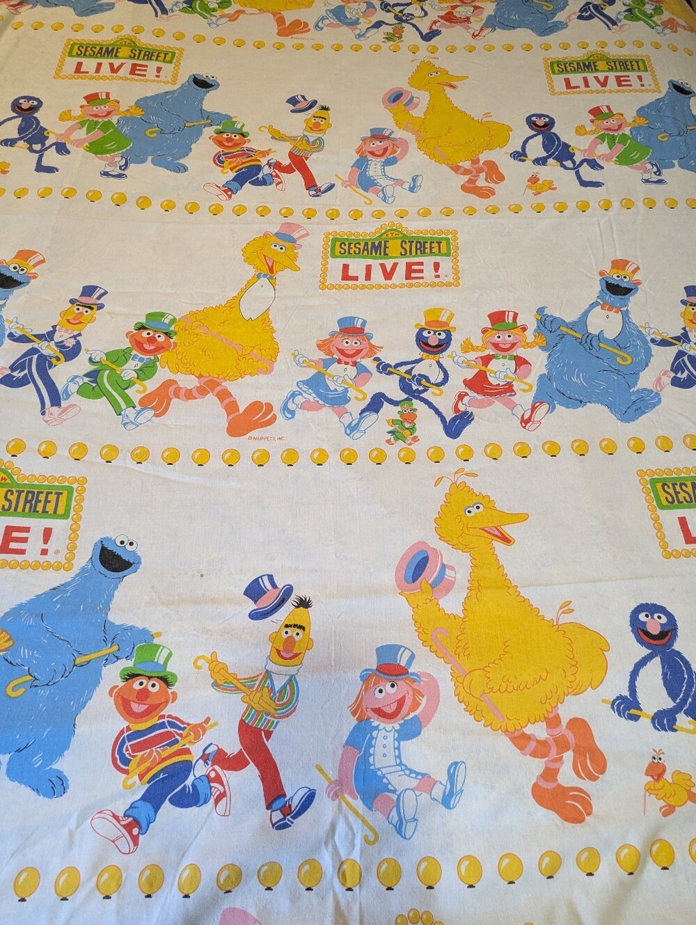 Sesame Street Live Twin Flat Bed Sheet Vintage Fabric
